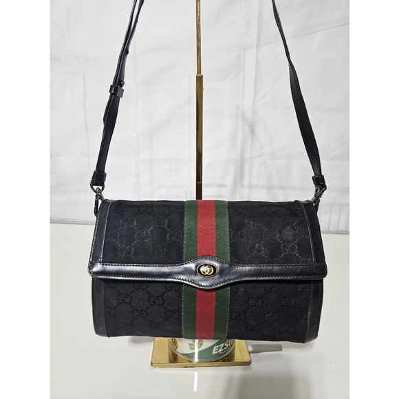 GUCCI Ophidia GG Vintage Sherryline Crossbody bag Black - Picture 6 of 14